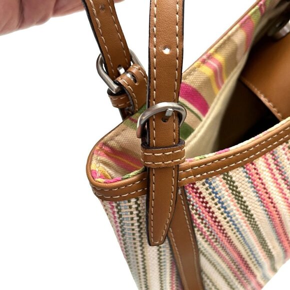 Fossil Hobo Womens Bag Purse Leather Woven Fabric Multi Color Size See Desrip. - Picture 7 of 10